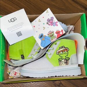 UGG Kids Lime Green and Gray Sesame Street Boots